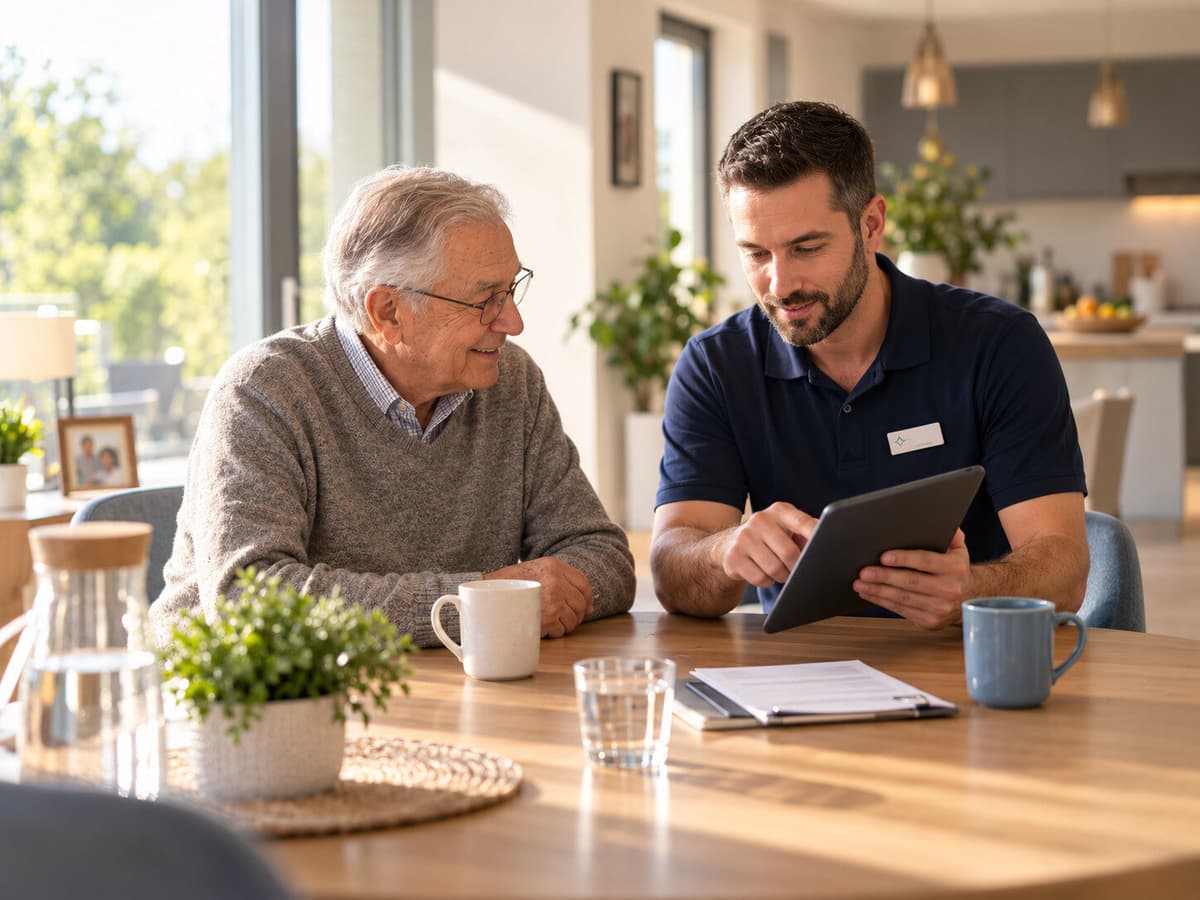 MitSorge Mitarbeiter und Senior am Tisch